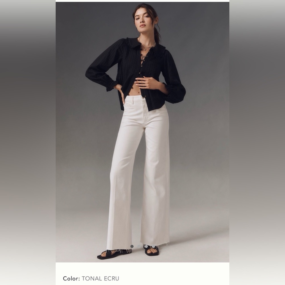 Paige The Anessa High-Rise Wide Leg — Size 27 — Tonal Ecru